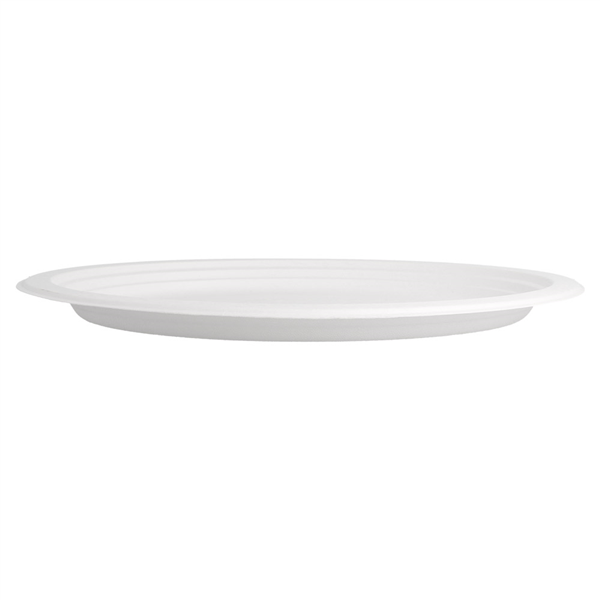 ASSIETTES OVALES "BIONIC"  32x25,5x2,1 CM BLANC BAGASSE (500 UNITÉ) - Garcia de Pou