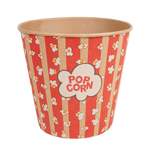 BOITE A POP CORN EN CARTON 5100 ML 300 +20 PE G/M2 Ø 22,7/16x21 CM KRAFT (100 UNITÉ)