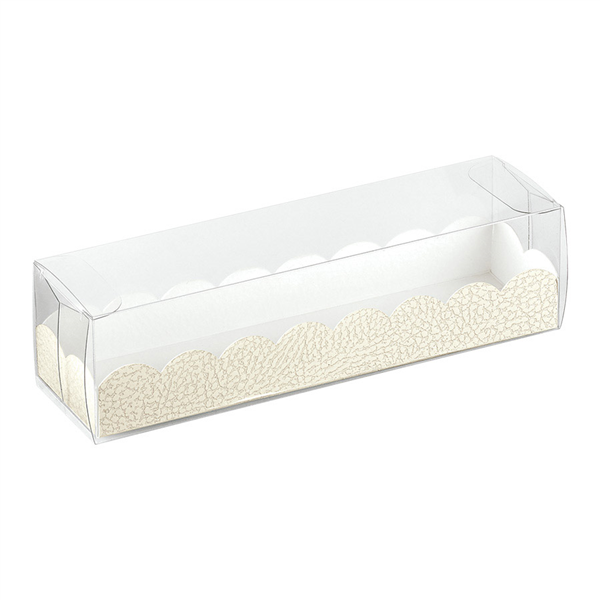 BOÎTES MACARONS + BASES BRISTOL  19x5x5 CM TRANSPARENT PVC (200 UNITÉ) - Garcia de Pou