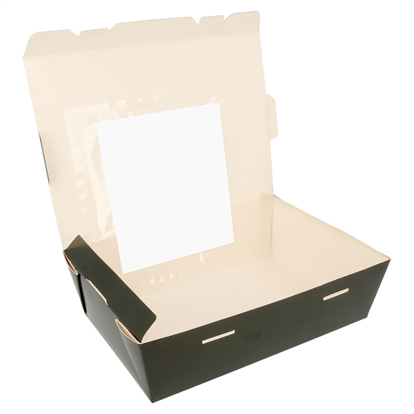 BOÎTES AMÉRICAINES AVEC FÊNETRE 1980 ML 300 G/M2 19,8x14x6,4 CM NOIR CARTON (200 UNITÉ) - Garcia de Pou