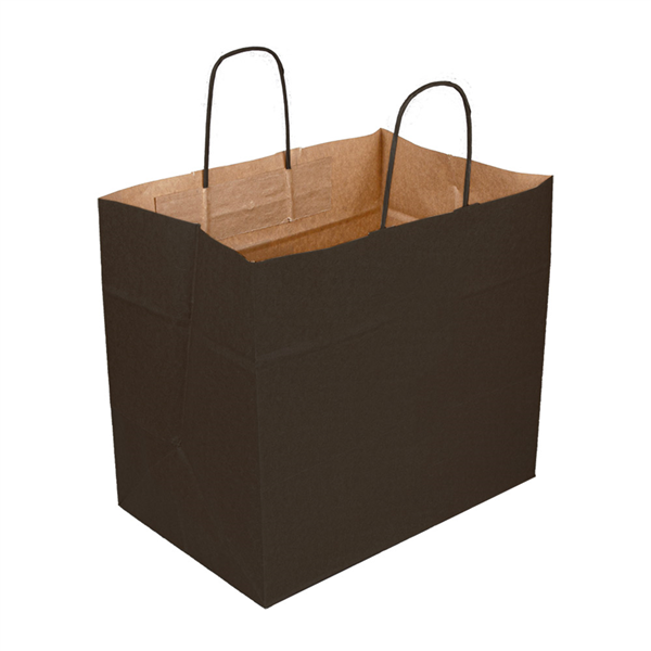 SACS SOS TRAITEUR AVEC ANSES  90 G/M2 32+21x28,5 CM NOIR KRAFT (250 UNITÉ) - Garcia de Pou