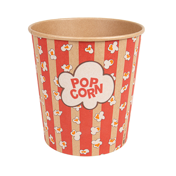 BOITE A POP CORN EN CARTON 3900 ML 260 +20 PE G/M2 Ø 18,5/14,5x19,5 CM KRAFT (150 UNITÉ)