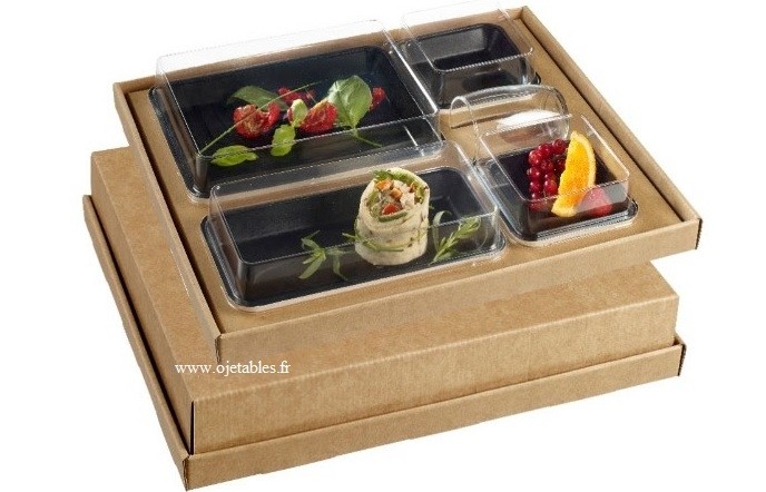 Boîte plateau-repas biodégradable avec fenêtre pour service traiteur