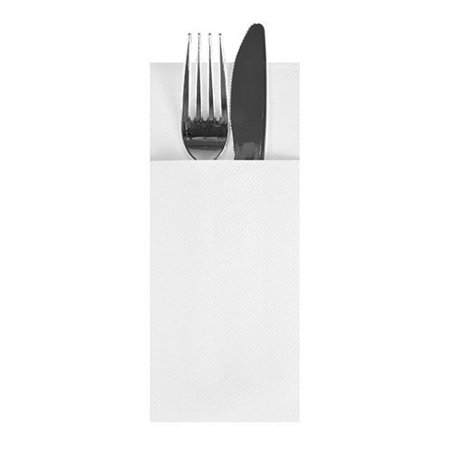 Kit couvert plastique PS blanc 3 en 1: couteau fourchette serviette